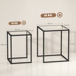 Wyld Haus Riraro Black Set of 2 Nesting Side Tables with Tempered Glass Tops - thumbnail 3