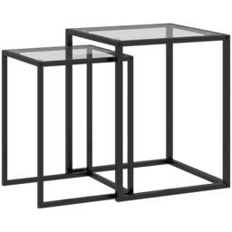 Wyld Haus Riraro Black Set of 2 Nesting Side Tables with Tempered Glass Tops - thumbnail 2