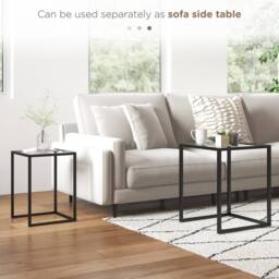 Wyld Haus Riraro Black Set of 2 Nesting Side Tables with Tempered Glass Tops - thumbnail 6