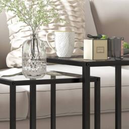 Wyld Haus Riraro Black Set of 2 Nesting Side Tables with Tempered Glass Tops - thumbnail 8