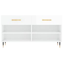 Berkfield Home Shoe Bench High Gloss White 102x35x55 cm Engineered Wood - Size: 102 x 35 x 55 cm - thumbnail 6