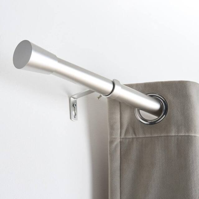 OHS Curtain Pole Extendable 28mm Metal Finnials Trumpet End Rod Fittings in Silver - Size: 220 cm - image 1