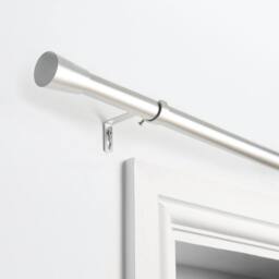 OHS Curtain Pole Extendable 28mm Metal Finnials Trumpet End Rod Fittings in Silver - Size: 220 cm - thumbnail 2
