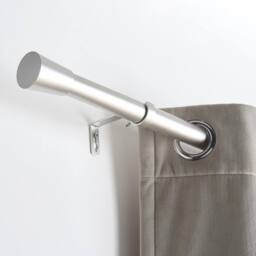 OHS Curtain Pole Extendable 28mm Metal Finnials Trumpet End Rod Fittings in Silver - Size: 220 cm - thumbnail 1