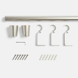 OHS Curtain Pole Extendable 28mm Metal Finnials Trumpet End Rod Fittings in Silver - Size: 220 cm - thumbnail 5