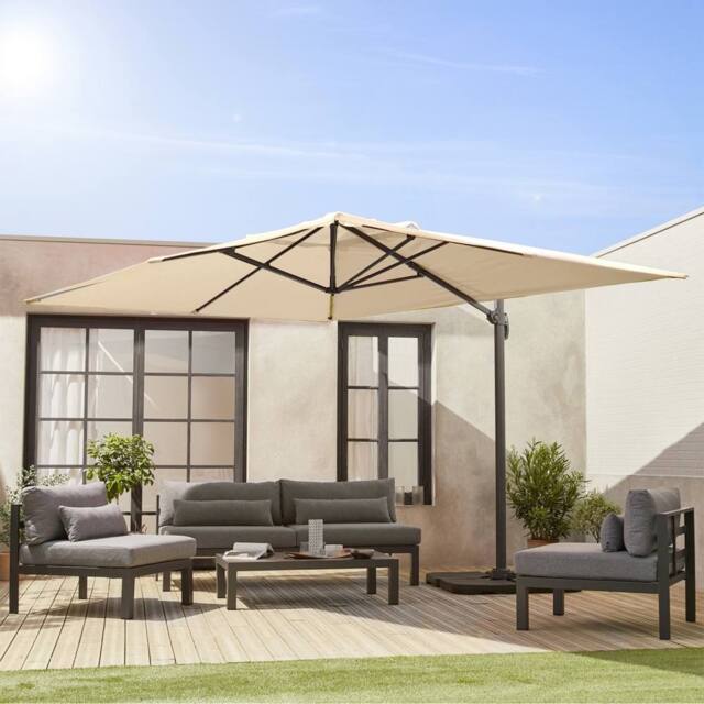 sweeek 3x4m Rectangular Cantilever Parasol in Beige - image 1