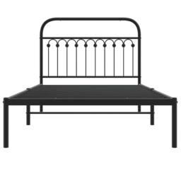 Berkfield Home Metal Bed Frame without Mattress with Headboard Black 107x203cm - Size: 107x203 cm - thumbnail 4