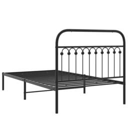 Berkfield Home Metal Bed Frame without Mattress with Headboard Black 107x203cm - Size: 107x203 cm - thumbnail 6