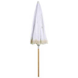 Wyld and Coco 150 cm Round Tilting Parasol White Polyester Canopy Beech Wood Pole - thumbnail 3