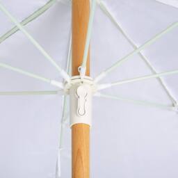 Wyld and Coco 150 cm Round Tilting Parasol White Polyester Canopy Beech Wood Pole - thumbnail 8