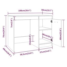 Berkfield Home Elegant Desk Grey Sonoma 100x50x76 cm Engineered Wood - Size: 100 x 50 x 76 cm - thumbnail 7