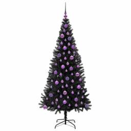Berkfield Home Lush Christmas Tree with 300 LEDs with Stand Black 180 cm PVC - thumbnail 4
