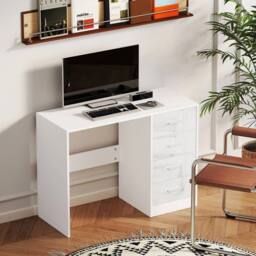 Kelvenix Computer Writing Desk Study Table with 4 Drawers Home Office in White - Size: 100 cm x 80 cm - thumbnail 6
