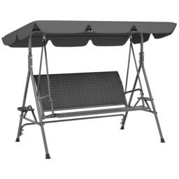 OUTSUNNY 3 Seater Garden Swing Seat Bench w/ Adjustable Canopy, Grey - thumbnail 2