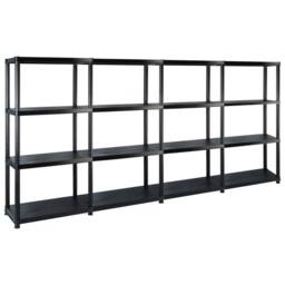 Berkfield Home Storage Shelf 4-Tier Black 244x30.5x130 cm Plastic