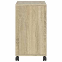 Berkfield Home Side Table with Wheels Sonoma Oak 50x30x55 cm Engineered Wood in Light Tan - Size: 50 x 30 x 55 cm - thumbnail 6