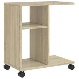 Berkfield Home Side Table with Wheels Sonoma Oak 50x30x55 cm Engineered Wood in Light Tan - Size: 50 x 30 x 55 cm - thumbnail 3