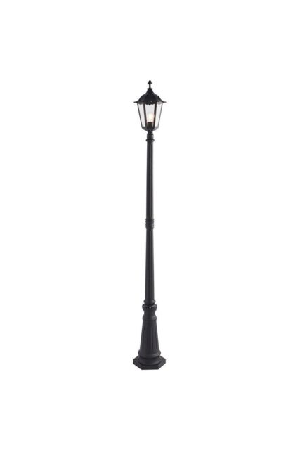 Netlighting Burford 1 Light Outdoor Floor Lamp Matt Black Paint Glass IP44 E27 in Clear