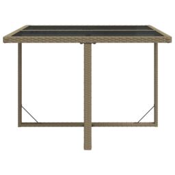 Berkfield Home Garden Table Beige 109x107x74 cm Poly Rattan & Glass - Size: 109 x 107 x 74 cm - thumbnail 4