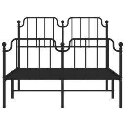 Berkfield Home Metal Bed Frame with Headboard & Footboard Black 120x200 cm - Size: Small Double - thumbnail 5