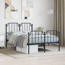 Berkfield Home Metal Bed Frame with Headboard & Footboard Black 120x200 cm - Size: Small Double - thumbnail 1