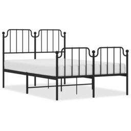 Berkfield Home Metal Bed Frame with Headboard & Footboard Black 120x200 cm - Size: Small Double - thumbnail 2