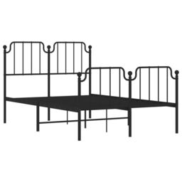 Berkfield Home Metal Bed Frame with Headboard & Footboard Black 120x200 cm - Size: Small Double - thumbnail 4