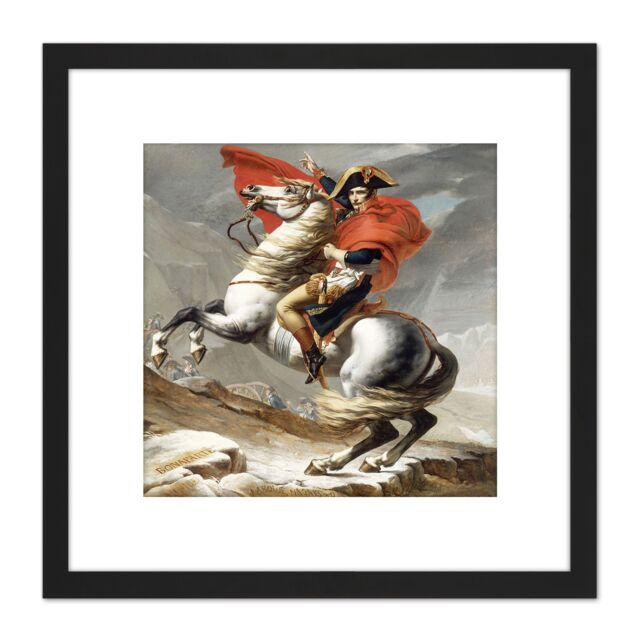Artery8 Jacques Louis David Bonaparte 8X8 Inch Square Wooden Framed Wall Art Print Picture with Mount in Black - image 1