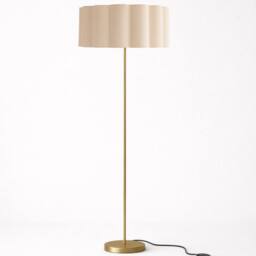CGC Lighting Lena Brushed Gold Straight Floor Lamp with Large Scalloped Lampshade in Cream - thumbnail 2