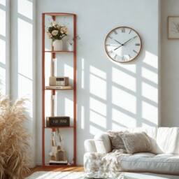 Pirlo Plush Modern Dimmable Floor Lamp For Living Room With 5 Shelves Brown
