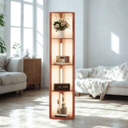 Pirlo Plush Modern Dimmable Floor Lamp For Living Room With 5 Shelves Brown - thumbnail 3