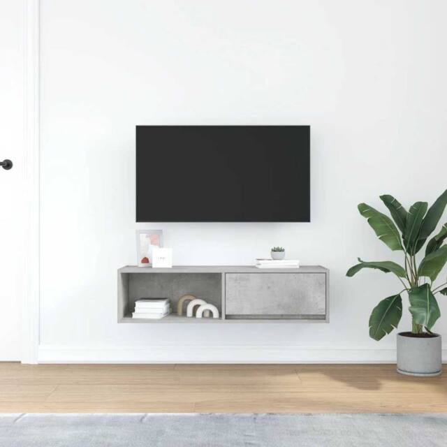 Berkfield Home TV Cabinet Concrete Grey 100x31x25.5 cm Engineered Wood - image 1