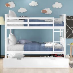 Interior Emporium Ltd Lily Wooden Bunk Bed with Single Mattress - Solid Pine Space-Saving Frame - Kids Bedroom Furniture - White - thumbnail 6