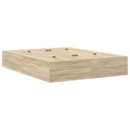 Berkfield Home Storage Bed Frame Sonoma Oak Engineered Wood 236.5 x 150 x 31.5 cm in Brown - thumbnail 3