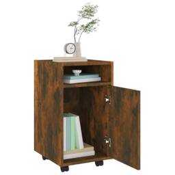 Berkfield Home Side Cabinet with Wheels Smoked Oak 33x38x60 cm Engineered Wood in Brown - Size: 33 x 38 x 60 cm - thumbnail 7