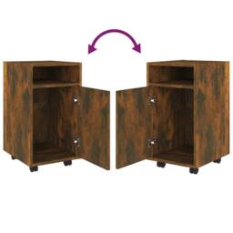 Berkfield Home Side Cabinet with Wheels Smoked Oak 33x38x60 cm Engineered Wood in Brown - Size: 33 x 38 x 60 cm - thumbnail 5