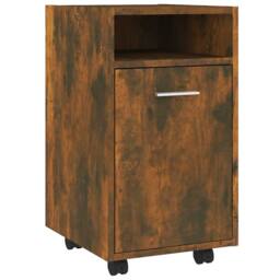 Berkfield Home Side Cabinet with Wheels Smoked Oak 33x38x60 cm Engineered Wood in Brown - Size: 33 x 38 x 60 cm - thumbnail 3
