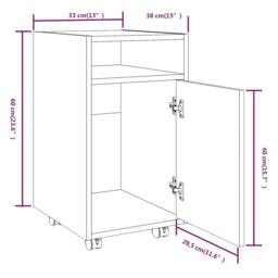 Berkfield Home Side Cabinet with Wheels Smoked Oak 33x38x60 cm Engineered Wood in Brown - Size: 33 x 38 x 60 cm - thumbnail 8