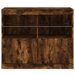 Berkfield Home Sideboard with LED Lights Smoked Oak 81x37x67 cm in Brown - Size: 81 x 37 x 67 cm - thumbnail 6
