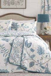 Dreams & Drapes 'Samira' Richly Illustrated Floral Print Duvet Cover Set in Teal - Size: Double - thumbnail 2