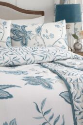Dreams & Drapes 'Samira' Richly Illustrated Floral Print Duvet Cover Set in Teal - Size: Double - thumbnail 3