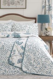 Dreams & Drapes 'Samira' Richly Illustrated Floral Print Duvet Cover Set in Teal - Size: Double - thumbnail 5