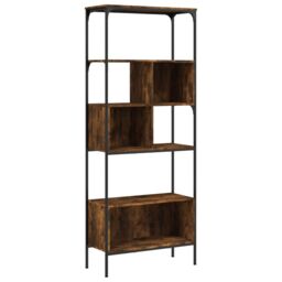 Berkfield Home Bookcase 5-Tier Smoked Oak 76x33x188.5 cm Engineered Wood in Brown - thumbnail 2
