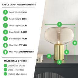 FurnitureboxUK Sarah Brass Metal & Glass Table Desk Lamp in Brown - thumbnail 7