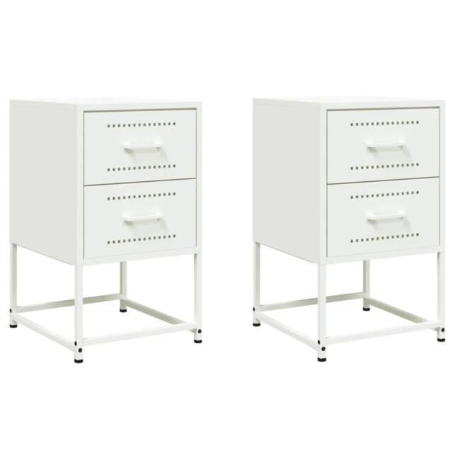 Berkfield Home Bedside Cabinets 2 pcs White 36x39x60.5 cm Steel - image 1