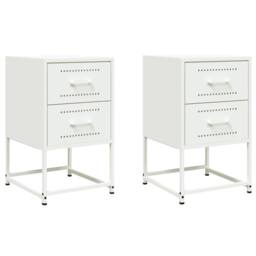 Berkfield Home Bedside Cabinets 2 pcs White 36x39x60.5 cm Steel - thumbnail 1