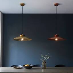 Netlighting Livorno Dome Pendant Ceiling Light Hammered Brass Brass Plate in Gold - thumbnail 6