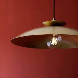 Netlighting Livorno Dome Pendant Ceiling Light Hammered Brass Brass Plate in Gold - thumbnail 5