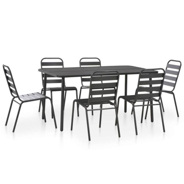 Berkfield Home 7 Piece Outdoor Dining Set Steel Dark Grey - image 1