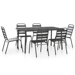 Berkfield Home 7 Piece Outdoor Dining Set Steel Dark Grey